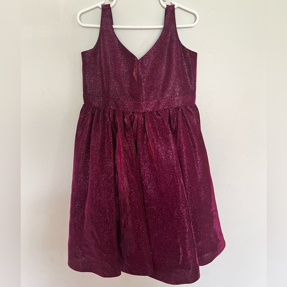 Girls plum shimmer dress - Picture 1 of 6